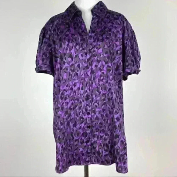 Fred David womens top size 2X multicolored camouflage button down - Picture 2 of 8